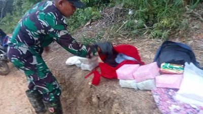 Satgas Pamtas Gagalkan Penyelundupan Sabu 12,9 Kg, Pelaku Berhasil Kabur ke Malaysia