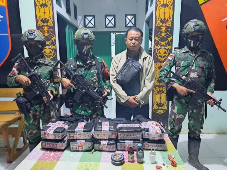 Lagi Pamtas Yonarmed Gagalkan 10 Kg Sabu Asal Malaysia Masuk Ke Indonesia, Pelakunya Berhasil Lolos