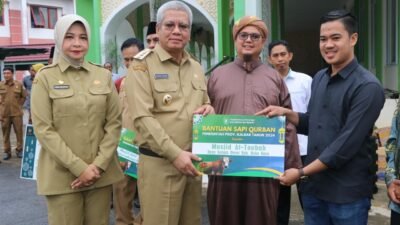 Harisson Serahkan Sapi Kurban Jokowi ke Masjid Syuhada Bengkayang