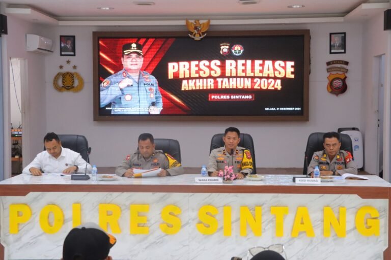Gelar Press Release Polres Sintang ungkap Angka Kejahatan Transnasional Naik 16 Persen