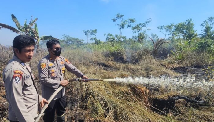 Polsek Jawai Bersama Tim Gabungan Berjibaku Memadamkan Api di Desa Sarang Burung Danau