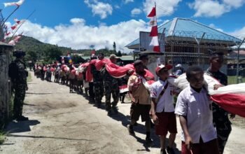 Satgas Kopasgat dan Apkam Lainnya Turut Semarakan Pawai dan Pentas Seni HUT RI Ke-80 di Kab. Pegunungan Bintang