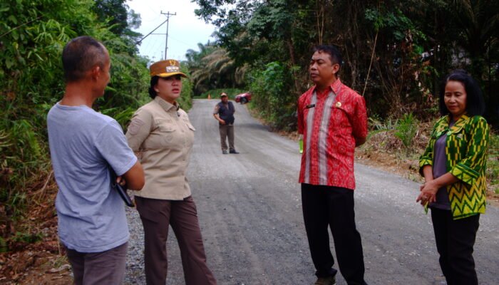 Bupati Karolin Meninjau Perbaikan Jalan Karangan-Salumang Mempawah Hulu
