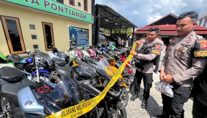 Aksi Balap Liar di Kota Pontianak, 49 Motor Brong dan Puluhan Remaja Bawah Umur Ditangkap Polisi