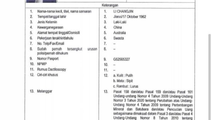 Dirut PT SRM Ultimatum DPO yang Sebut TNI Arogan Dalam Insiden Penyerangan 15 WN China