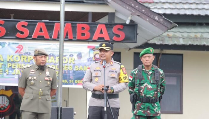 Ratusan Personel Gabungan Dikerahkan Amankan Perayaan Tahun Baru 2026 di Sambas