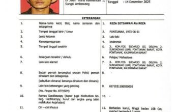 Polisi Tetapkan Reza Setiawan sebagai DPO Kasus Bajak Laut Sungai Kubu Raya