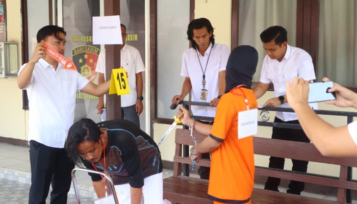 Polres Landak Gelar Rekonstruksi Kasus Penusukan Antar Pedagang di Pasar Rakyat Ngabang