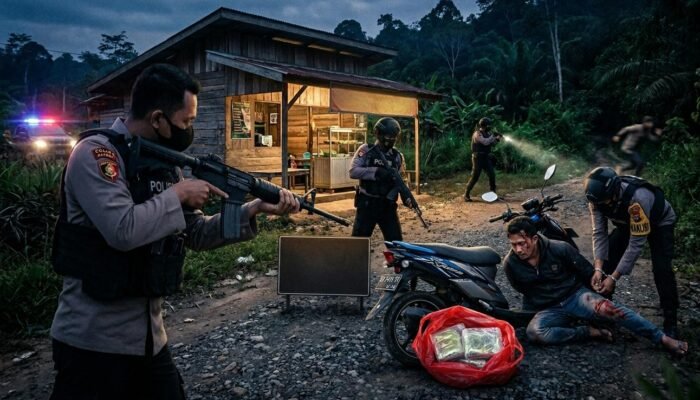 Polisi Bongkar Jaringan Narkoba Perbatasan Indonesia–Malaysia di Kalbar, Kurir 2 Kg Sabu Ditembak Saat Kabur