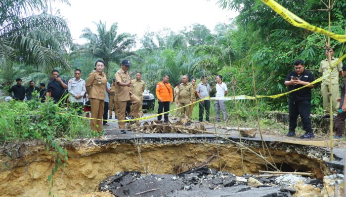 Bupati Landak Tinjau Jalan Longsor di Desa Angan Tembawang Akses ke Batang Tarang