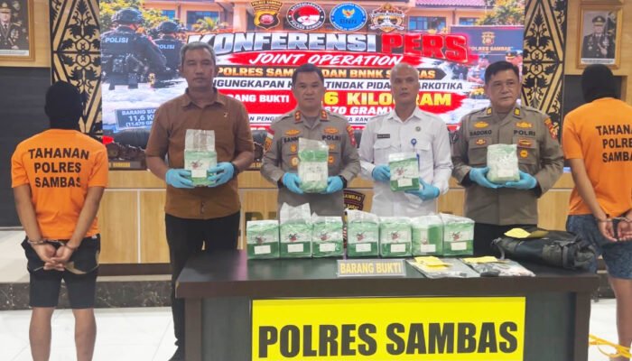 Polisi dan BNNK Sambas Bongkar 11,67 Kg Sabu Senilai Rp11,67 Miliar, Modus Kurir dan Sistem Ranjau Terungkap